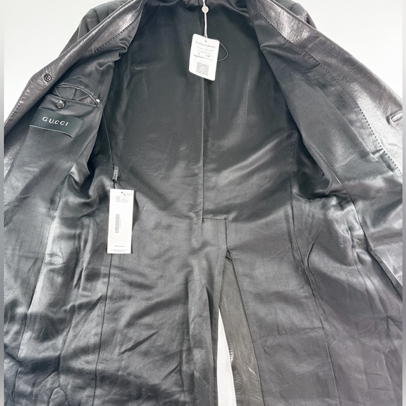 GUCCI Leather Trench Coat Men’s Small Color Black Authenticated REAL REAL - Picture 7 of 16